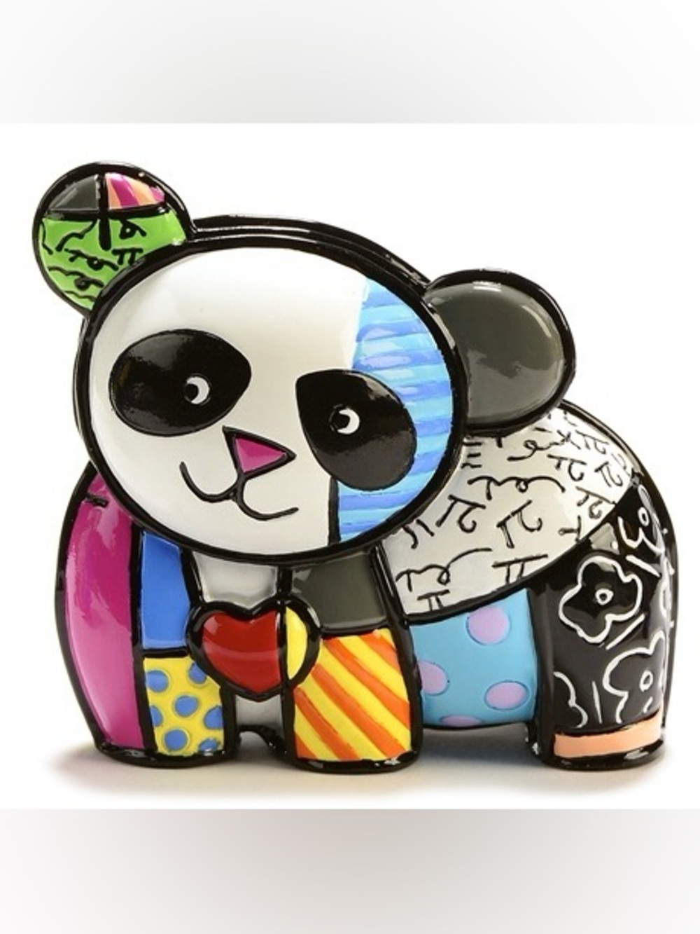 rare giftcraft romero britto mini panda bear figurine - britto!